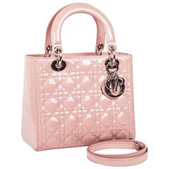 DIOR Lady Dior Bag in Pink Varnished Quilted Leather