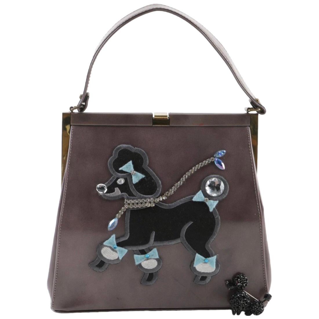 Garay Jeweled Poodle Novelty Leather HandBag   1950s  Art in Motion! For Sale