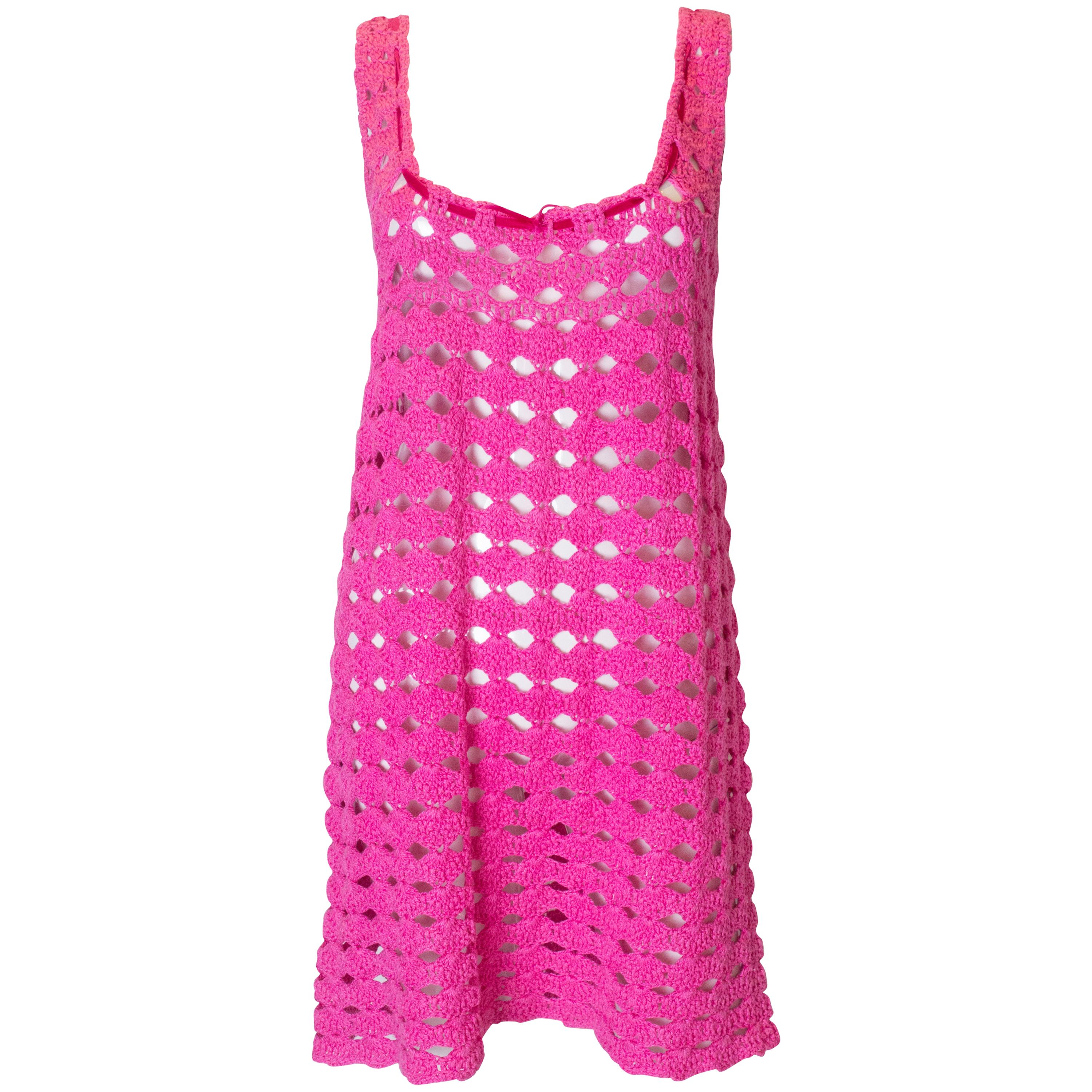 Vintage Pink Crochet Shift Dress