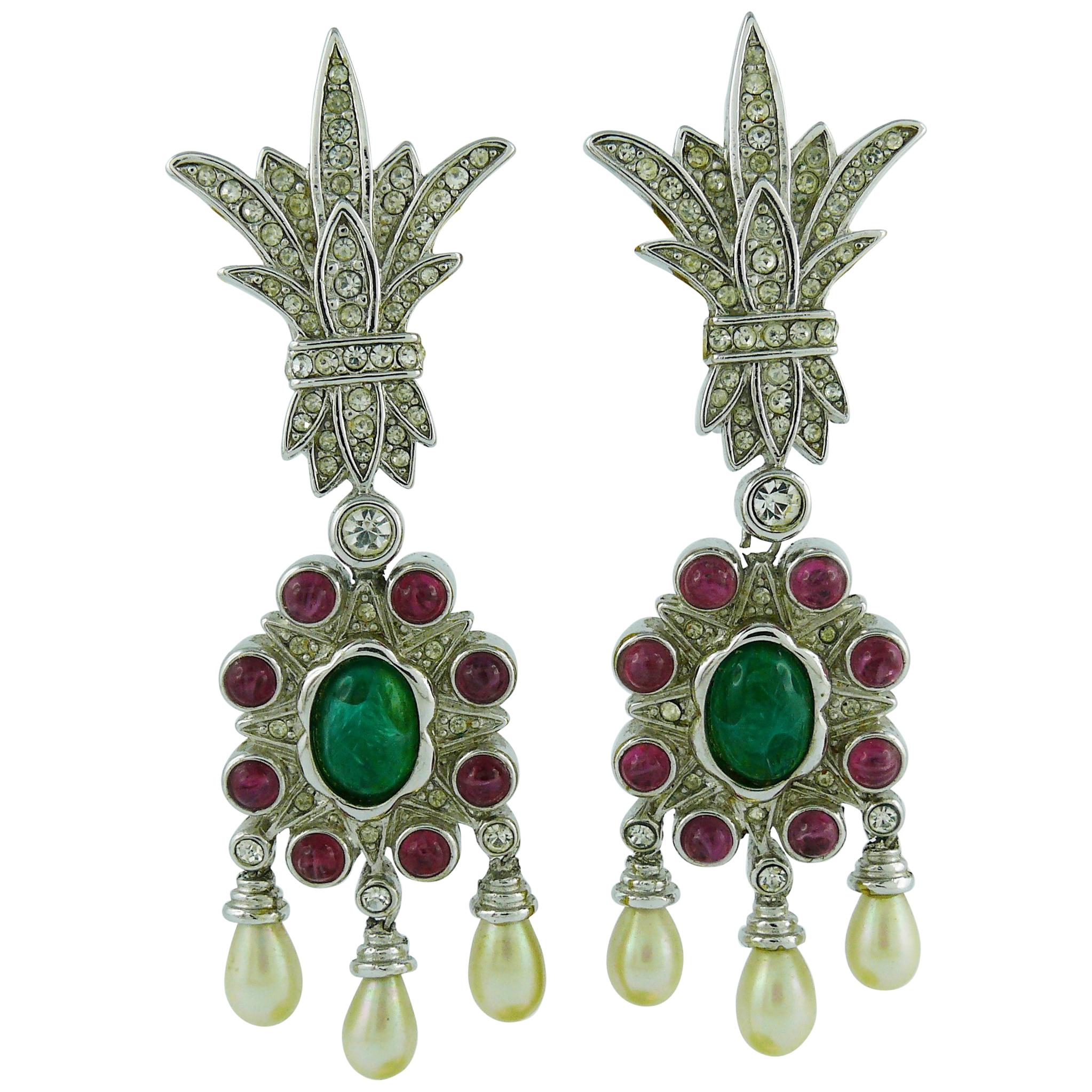 Christian Dior Vintage Mughal Inspired Dangling Earrings