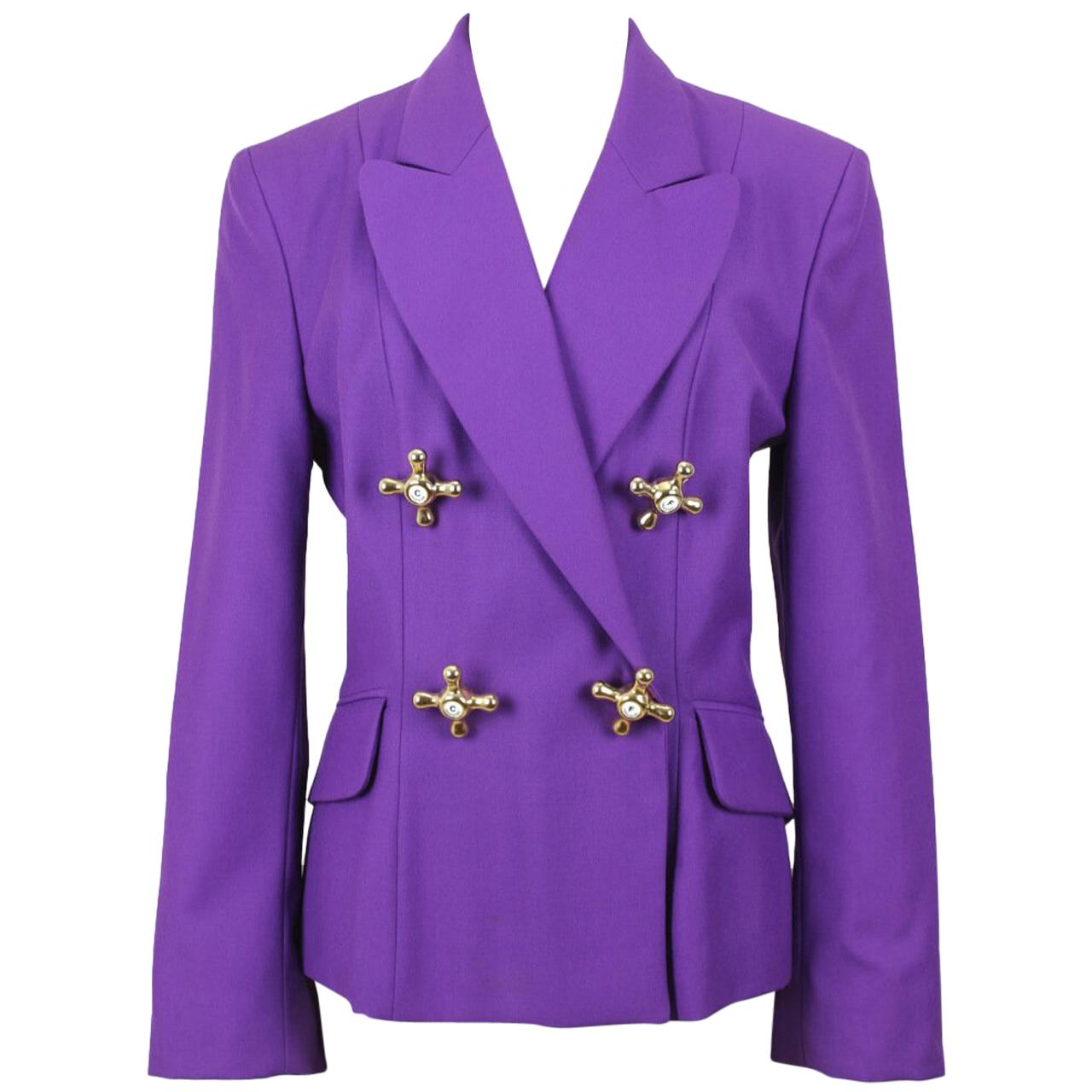 A/W 1991 Moschino Cheap and Chic Purple Wool Faucet Handle Jacket at ...