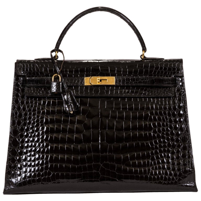 1960's Vintage Hermes Black Crocodile Kelly 35 Bag at 1stDibs hermes