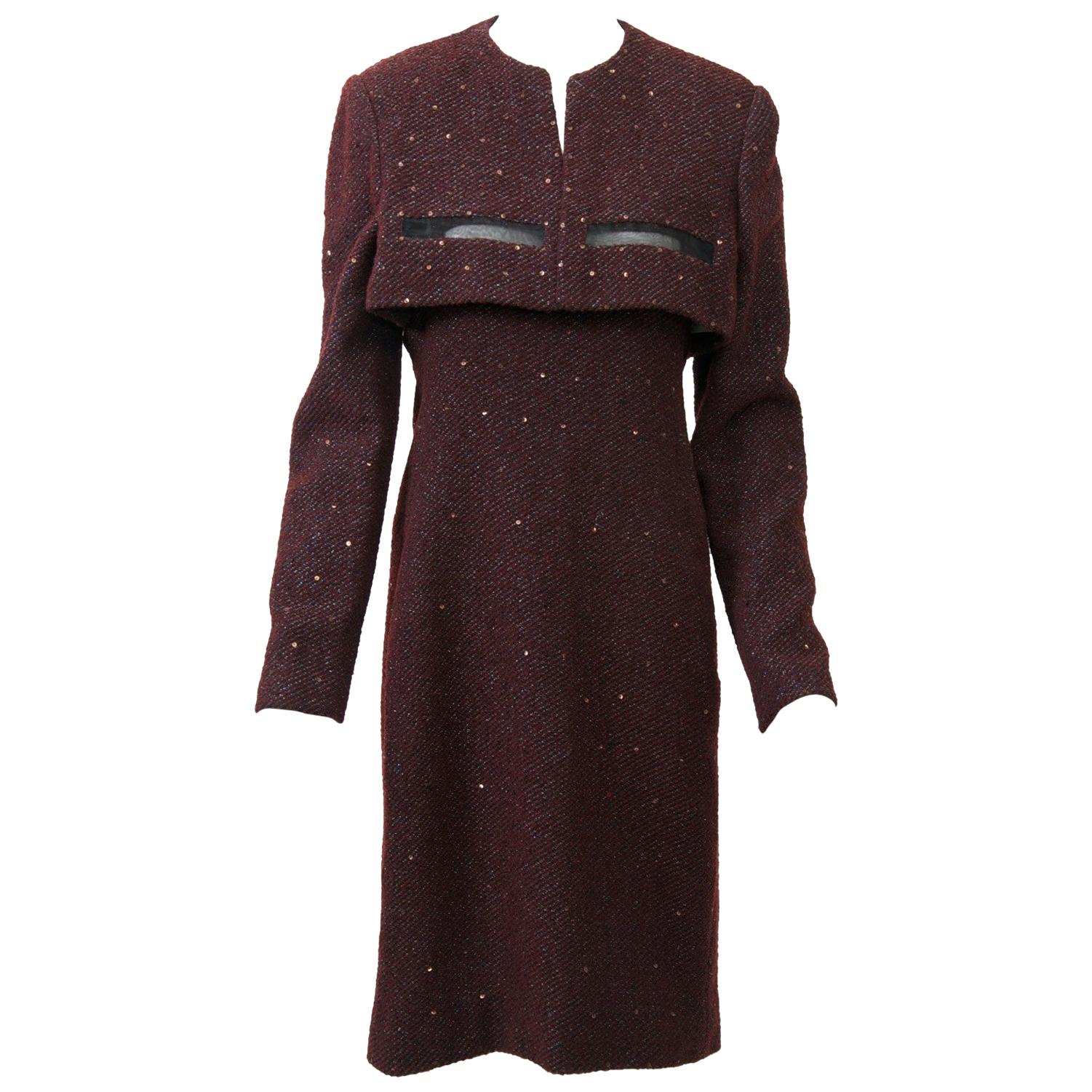 Geoffrey Beene Burgundy/Metallic Dress and Jacket