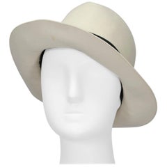 Vintage Ivory Halston Doeskin Fedora Hat, 1970s