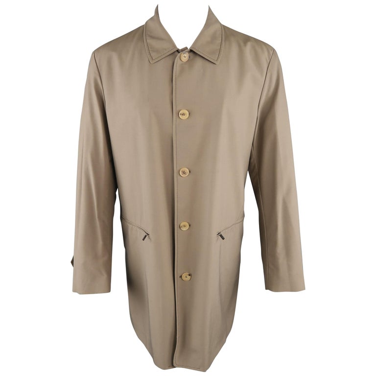 Men's ALLEGRI 40 Dark Khaki Light Weight Wool Blend Car Coat For Sale