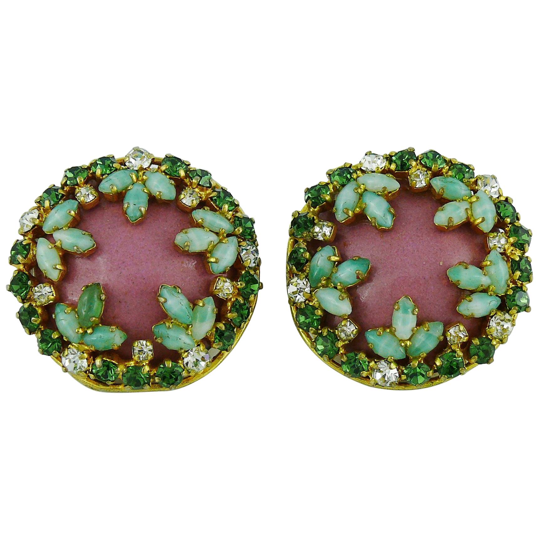 Christian Dior Vintage Jewelled Clip-On Earrings 1960s