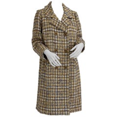 Herbert Schill Wool Tweed Boucle Double Breasted Coat circa 1968 Vienna