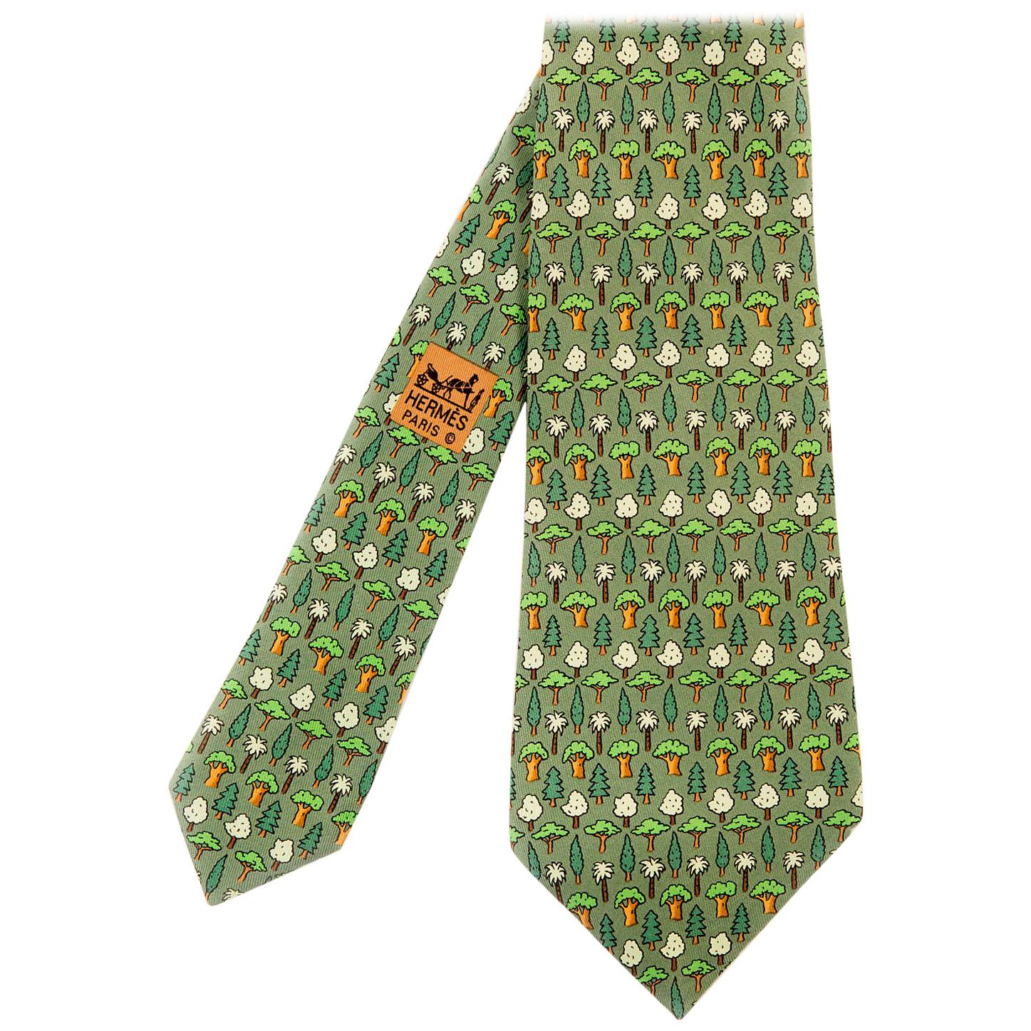 Hermes Vintage Silk Tie 'Evergreen'