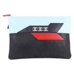 Chanel Airlines O Case Clutch Leather Large