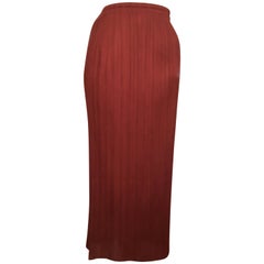 Issey Miyake Pleats Please 1990s Rust Long Skirt Size Small.