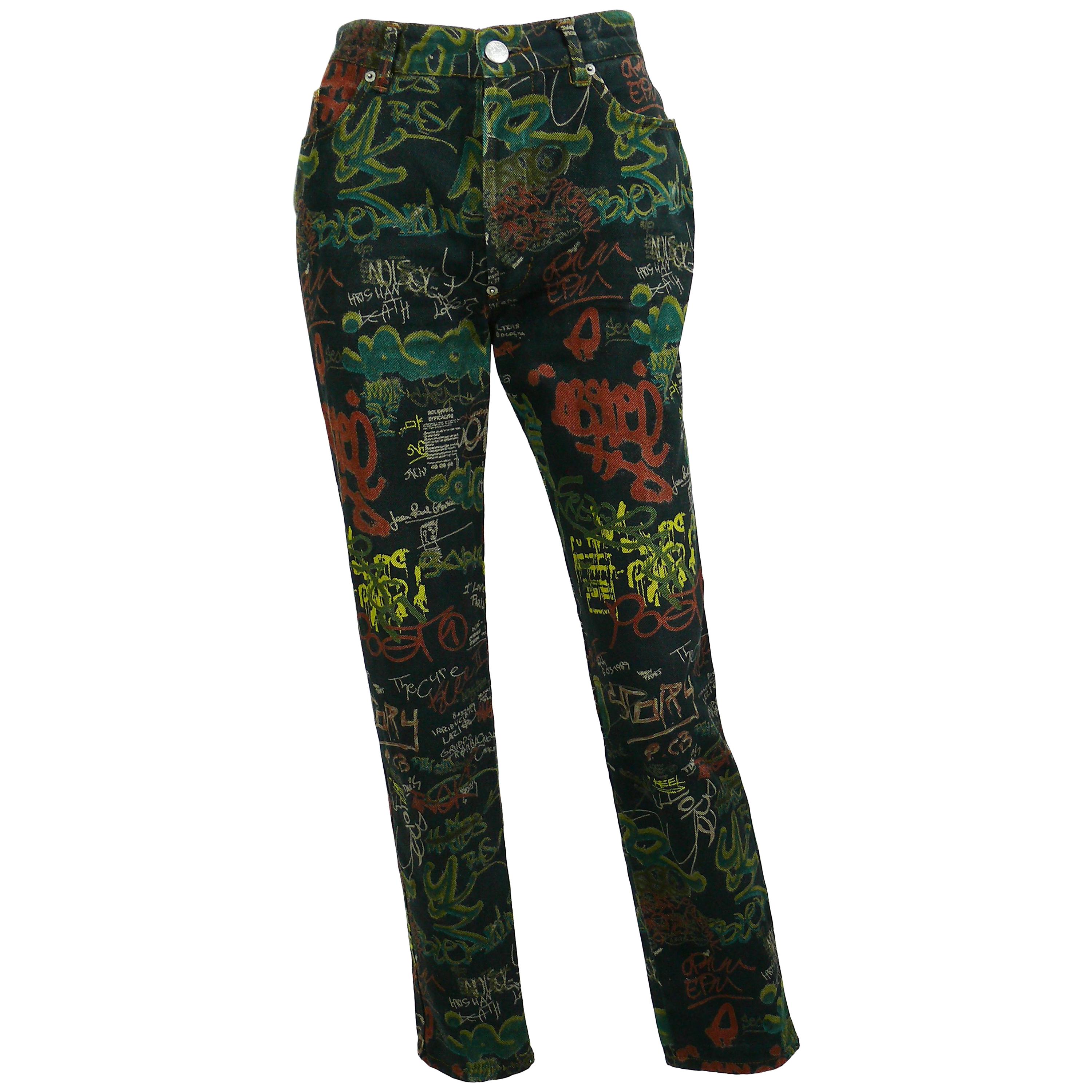 Jean Paul Gaultier Vintage Graffiti Print Pants Trousers US Size 30