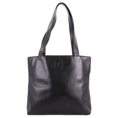 Chanel Vintage CC Logo Tote Leather Large
