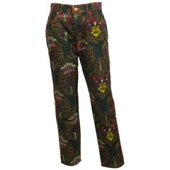 Jean Paul Gaultier Vintage Crowned Skull and Eagle Print Pantalon Trousers