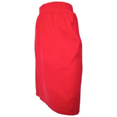 Courreges Paris 1980s Red Cotton Velvet Skirt Size 8 / 10.