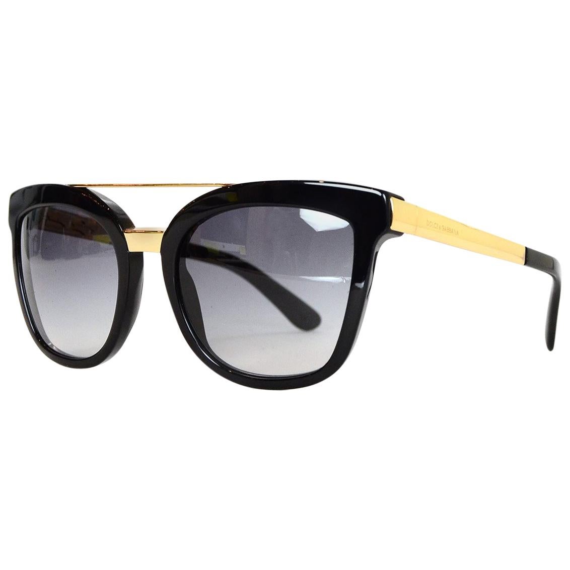 Dolce & Gabbana DG 4269 Black Resin Sunglasses w/ Top Goldtone Bar
