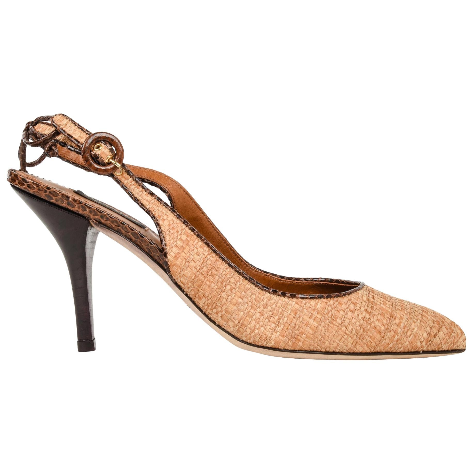 Dolce&Gabbana Shoe Woven Hemp / Raffia Lizard Details 40.5/ 10.5 