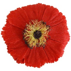 Chanel Red Poppy Brooch