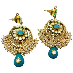 Meghna Jewels Handcrafted Turquoise Pearl Earrings 