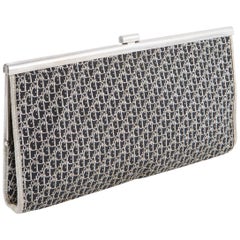 1970s Dior Black Monogram Canvas Logo Clutch