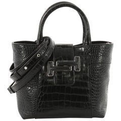 Tod's Double T Tote Crocodile Embossed Leather Mini