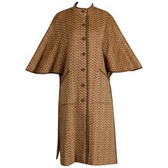 1970s Tricosa France Vintage Wool/ Mohair Striped Chevron Blanket Cape Coat