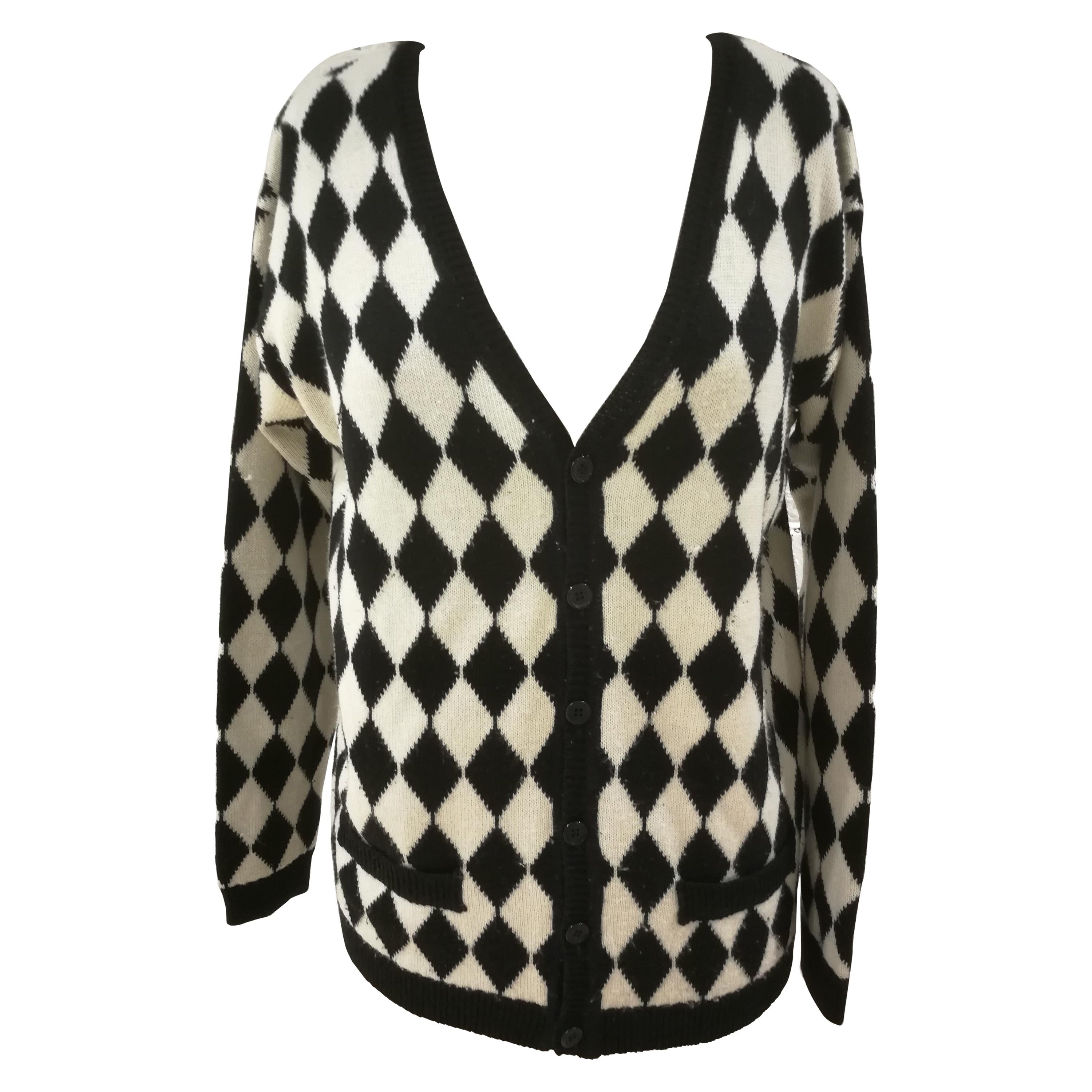 Versace Black & White wool Cardigan For Sale