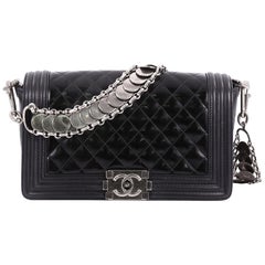 Chanel Medallion Boy Flap Bag Quilted Glazed Calfskin with Leather