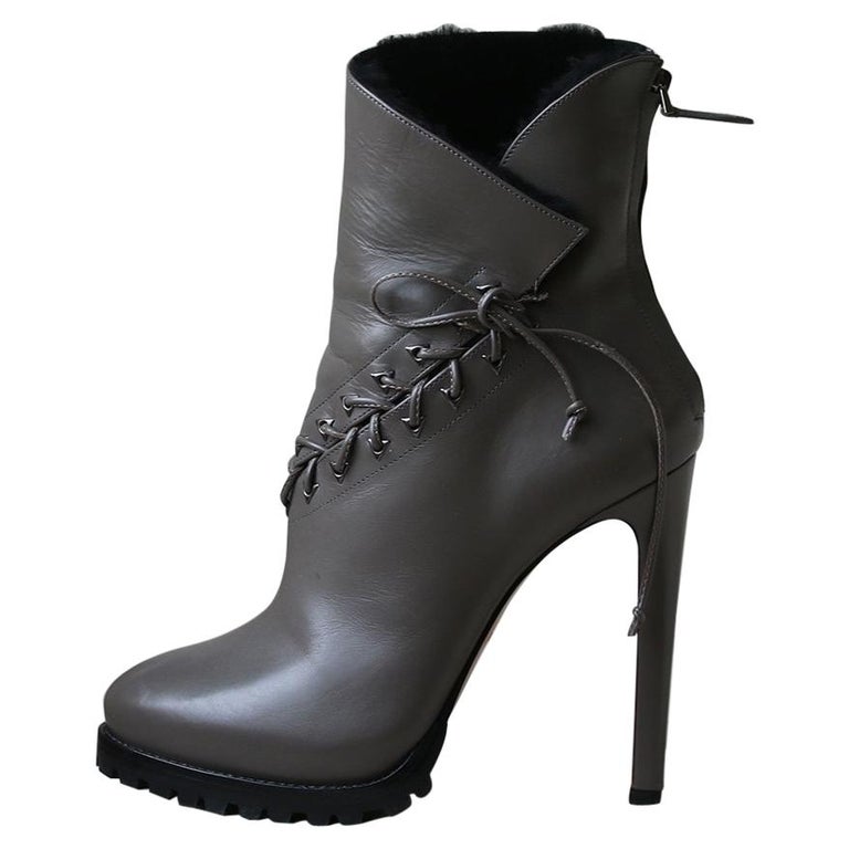 flat leather platform ankle boots