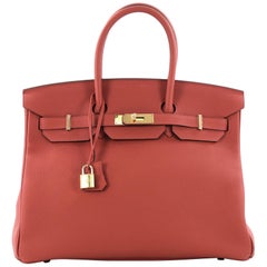 Hermes Birkin Handbag Rouge Tomate Togo with Gold Hardware 35