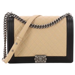 Chanel Bicolor Boy Flap Bag Quilted Lambskin Large