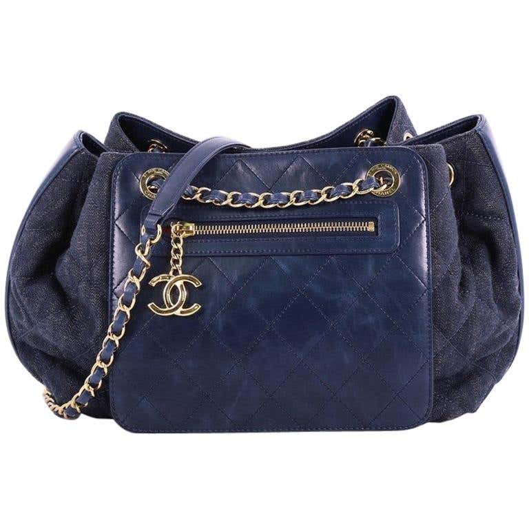 Chanel Drawstring Shoulder Bag Quilted Denim and Aged Calfskin Medium ...