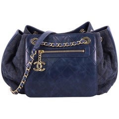 Chanel Drawstring Shoulder Bag Quilted Denim and Aged Calfskin Medium