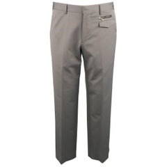 Vintage PRADA Size 32 Grey Solid Nylon Blend Dress Pants