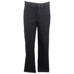 Vintage GIORGIO ARMANI Size 32 Navy Chalkstripe Wool Blend Dress Pants