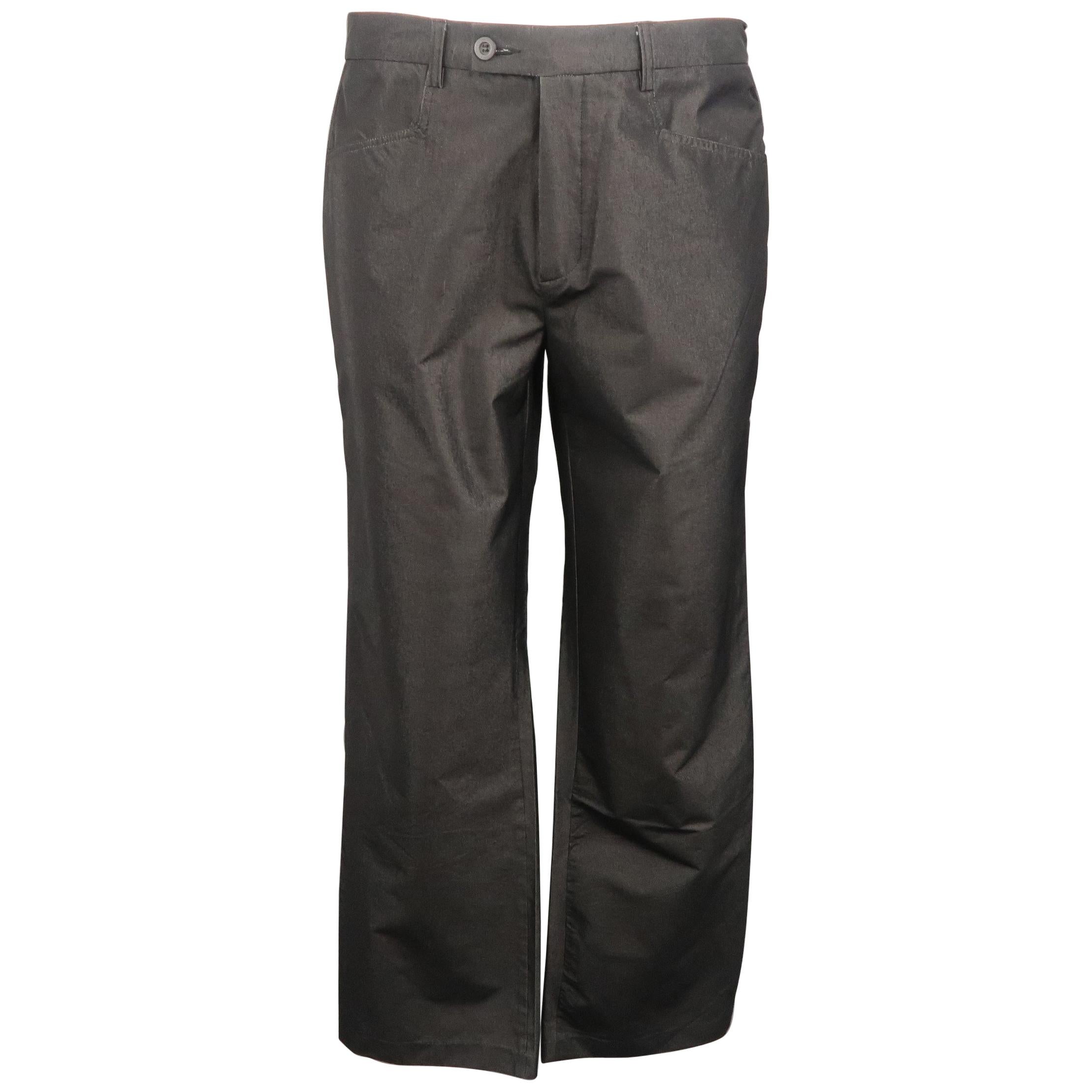 GIANNI VERSACE Size 32 Charcoal Metallic Cotton Blend Casual Pants