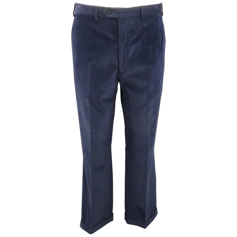 navy blue cuffed pants
