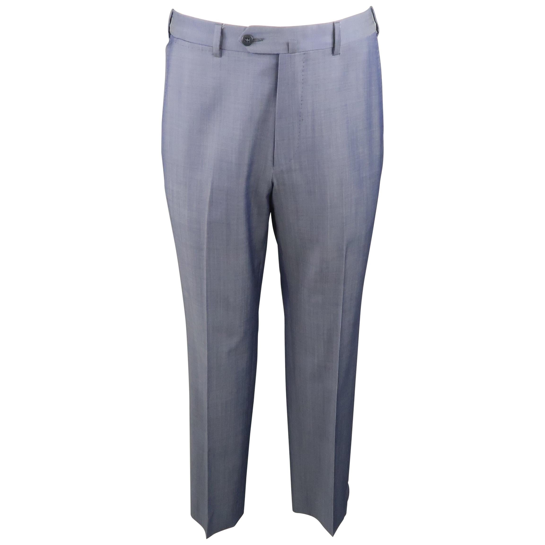 ERMENEGILDO ZEGNA Size 32 Steel Blue Solid Wool Dress Pants