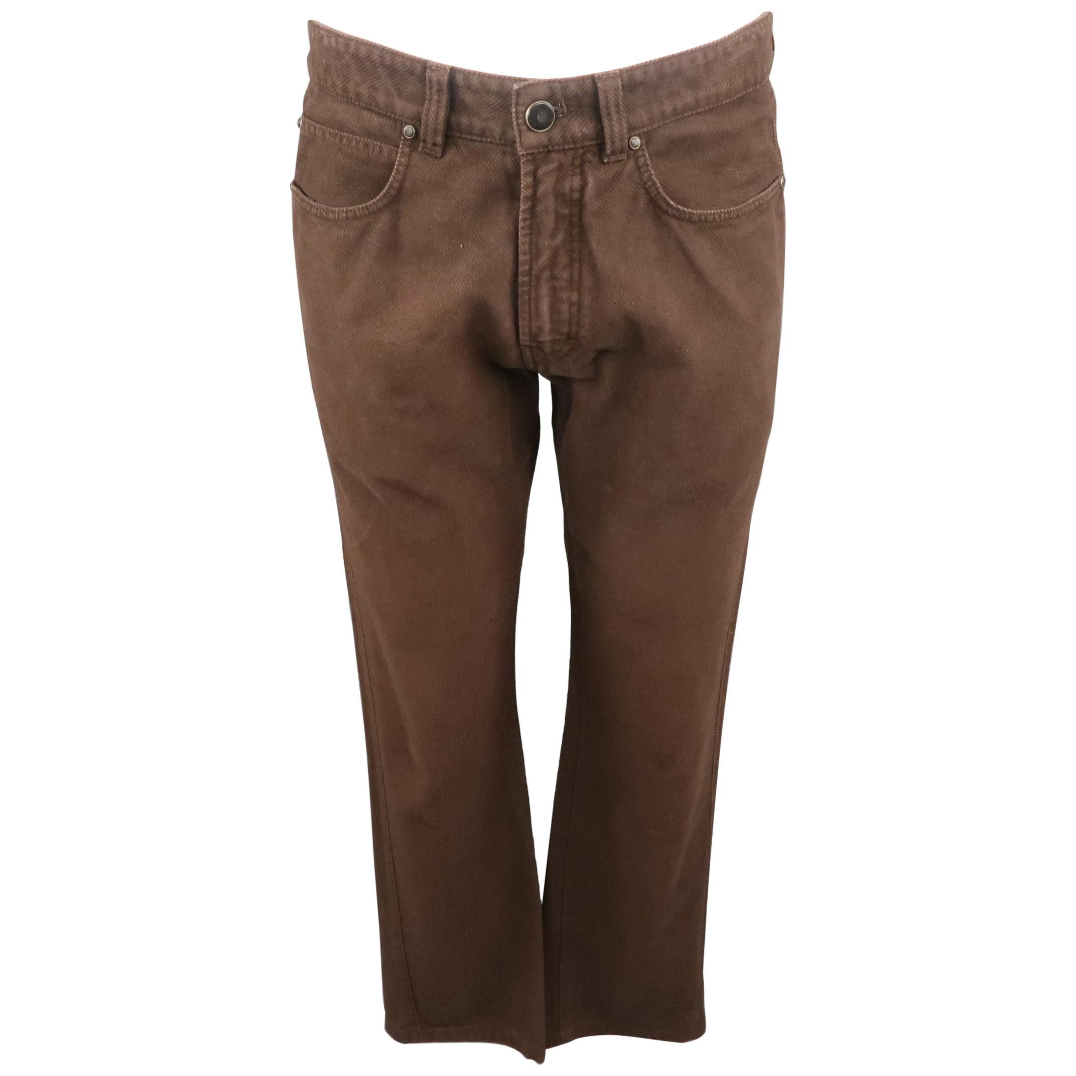 ERMENEGILDO ZEGNA Size 32 Brown Solid Cotton Jeans