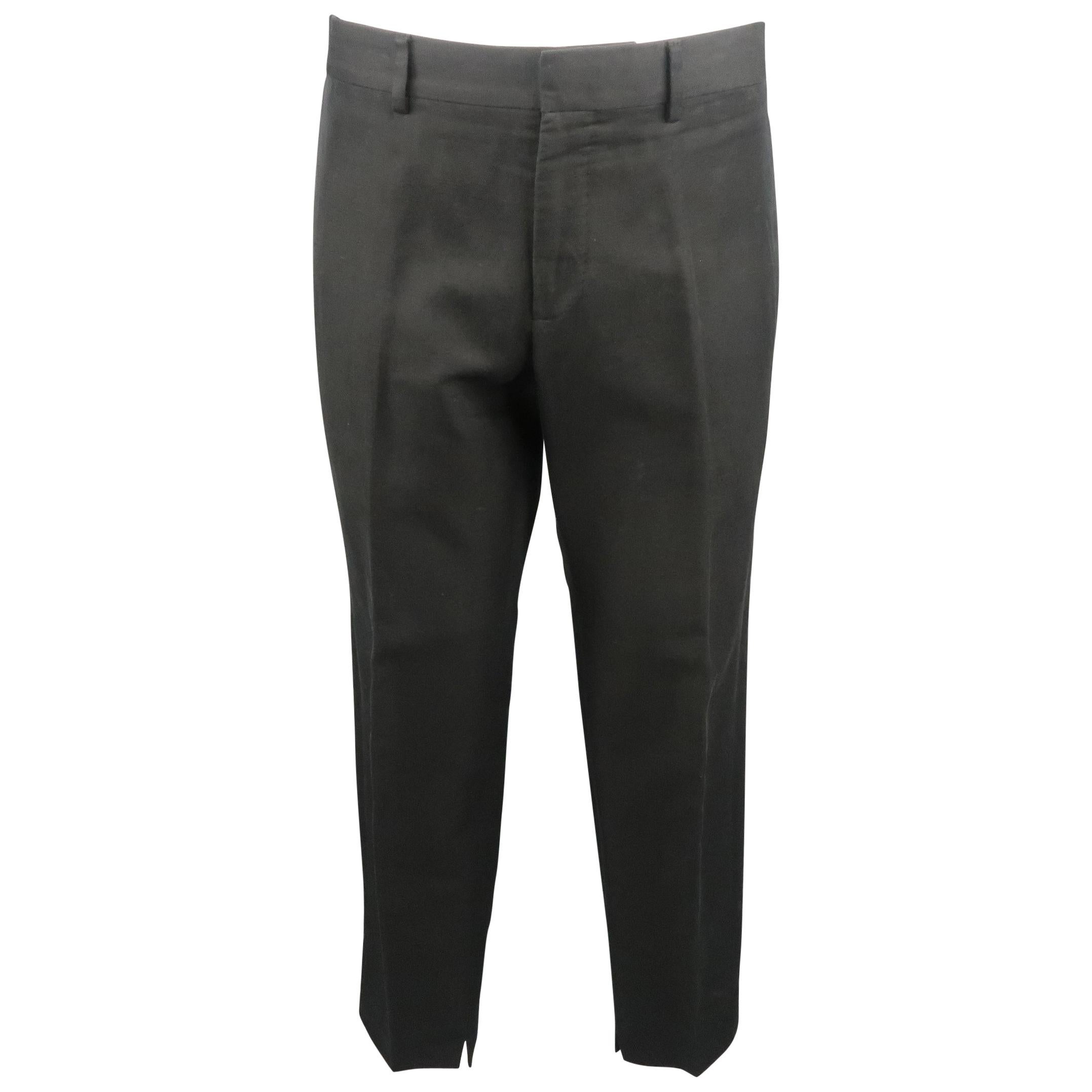 GUCCI Size 34 Black Solid Cotton / Linen Dress Pants