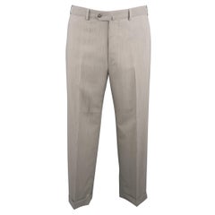 Retro ERMENEGILDO ZEGNA Size 34 Grey Pinstripe Wool Dress Pants