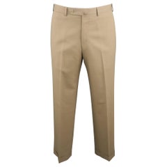 Retro ERMENEGILDO ZEGNA Size 33 Olive Solid Wool Dress Pants