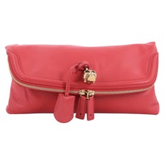 Alexander McQueen Skull Padlock Fold Over Clutch Leather