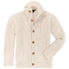 LOUIS VUITTON A/W 2005 Cream Alpaca Classic Heavy Knit Cardigan Sweater LTD