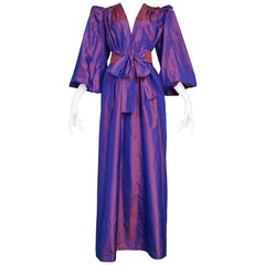 Vintage Yves Saint Laurent Metallic Taffeta Gown 