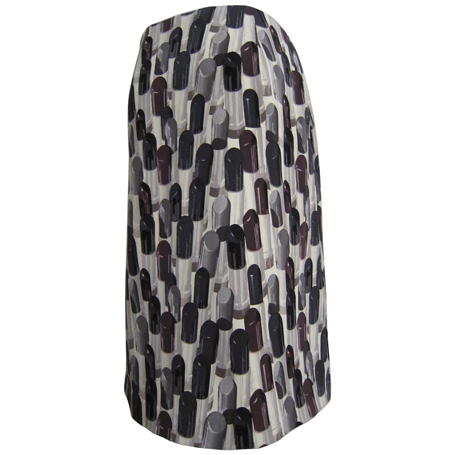 Prada Lipstick Print Skirt Black Grey SS2000