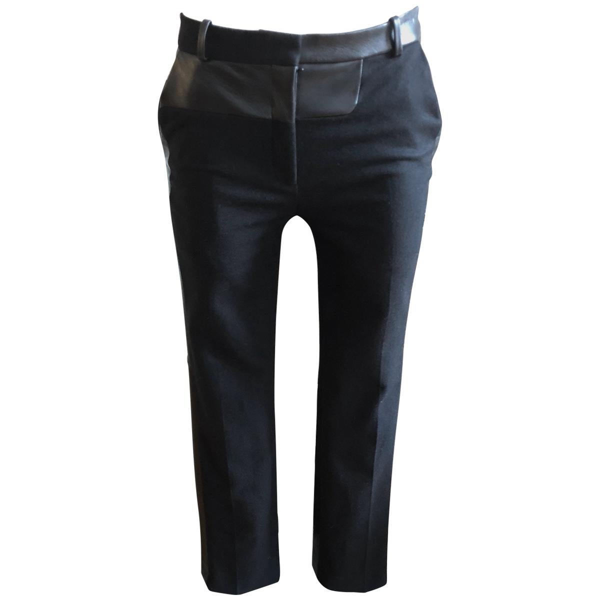 Celine Wool and Lambskin Trousers 34 Fr