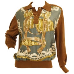1987 Hermes “Bride De Cour”  Tassel Silk Scarf Cashmere Sweater
