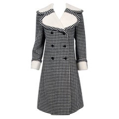 Vintage Archival 1972 Geoffrey Beene Documented Checkered Wool Double-Breasted Mod Coat