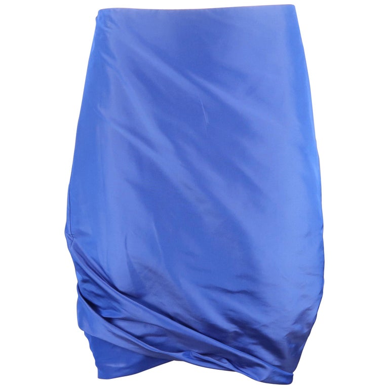 PAUW Size S Royal Blue Asymmetrical Bubble Hem Silk Skirt For Sale at ...