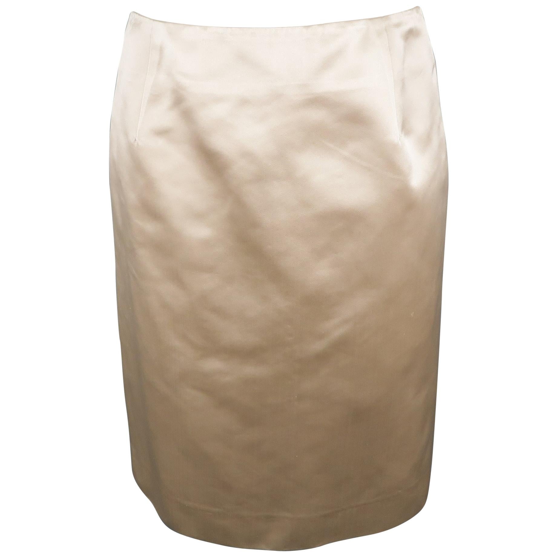 AKRIS Size 6 Gold Silk Skirt
